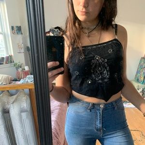 black embroidered tiny shirt